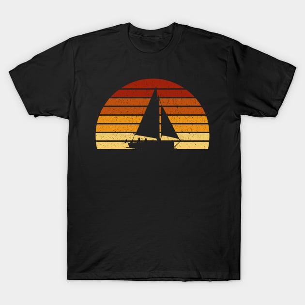 Vintage Sunset Sailing Gift For Sailors and Skippers T-Shirt by OceanRadar